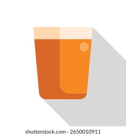 Glass with orange juice and bubbles is casting a long shadow in this minimal illustration