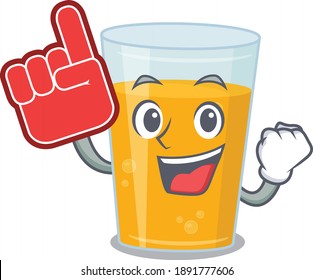 Glass of orange juice in cartoon drawing character design with Foam finge. Vector illustration