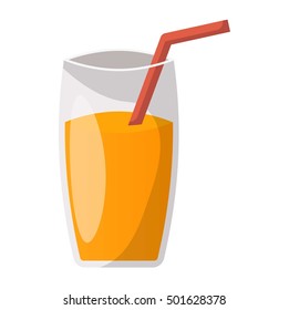 Glass of orange juice fresh drink beverage healthy drink isolated vector illustration