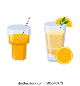 Glass of orange juice fresh drink beverage healthy drink isolated vector illustration