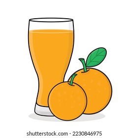 a glass of orange juice, fresh orange juice, fruity juice, delicious orange juice cartoon vector logo icon design illustration wallpaper background
