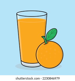 a glass of orange juice, fresh orange juice, fruity juice, delicious orange juice cartoon vector logo icon design illustration wallpaper background