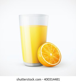 Glass of orange juice with fruit eps10 vector illustration