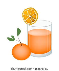 A Glass of Orange Juice with Orange Fruit and Slice of Orange, Orange Juice Is A Highly Nutritious and Refreshing Juice 