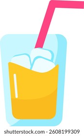 glass of orange juice illustration vector fresh drink with iced icon fresh tropical