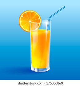 A glass of orange juice. Isolated.