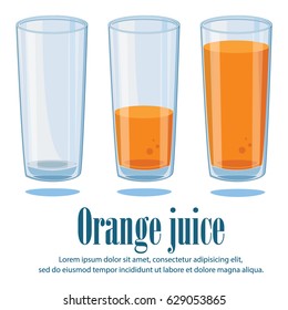 Glas mit Orangensaft einzeln auf weißem Hintergrund