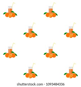 Glass of orange juice seamless background on white stock vector illustration design element for web, for print