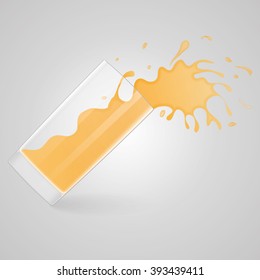 Glass of orange juice with splashes