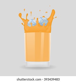 Glass of orange juice with splashes