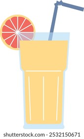 A glass of orange juice with a straw in it