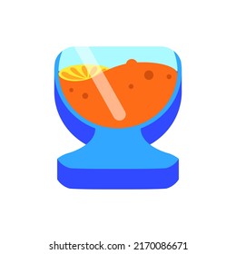 Glass with orange juice. Summer cool drink. Icon in flat style. Isolate. Vector illustration.