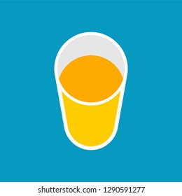 Glass orange juice top view isolated. Vector illustration
