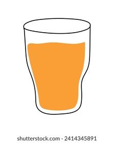 Glass of orange juice. Vector doodle illustration. Fun element for your design.