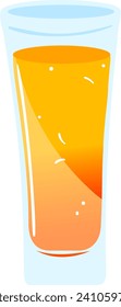 Glass of orange juice vector illustration. Refreshing drink in transparent glass, healthy beverage concept vector illustration.