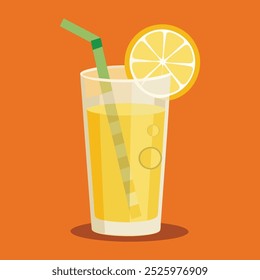 a glass of orange juice vector illustration 