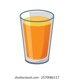 Glass with Orange Juice Vector Illustration - Cartoon, Clipart and Line Art Design