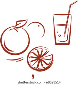 Glass of orange juice. Vector illustration