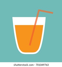 glass with orange juice- vector illustration