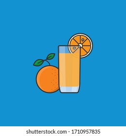 Glass of Orange lemonade with slice and whole and fruit vector ilustration for Lemonade Day on May 3rd. Healthy and fresh drink color symbol.
