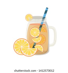 glass with orange and straw drink