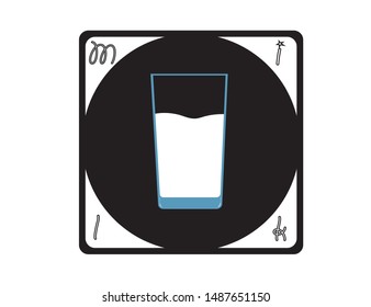 A glass of organic milk. Vector image. Icons.