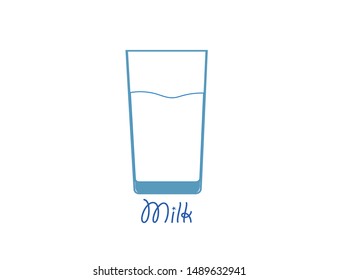 A glass of organic milk. Vector image. Icon.