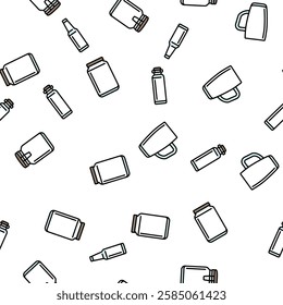 glass packaging bottle product vector seamless pattern thin line illustration