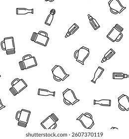 glass packaging bottle product vector seamless pattern thin line illustration