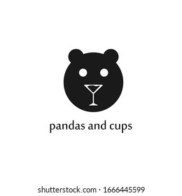 glass and panda logo design vector image with negative space concept