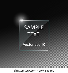 Glass panel on transparent background. With space for text. Vector illustration.