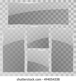 Glass panels set. Vector transparent glass banners