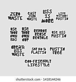 Glass, Paper, Plastic - stickers for trash sorting.