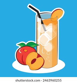 a glass of peach fruit juice