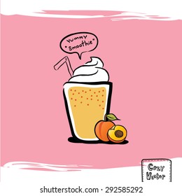 Glass with peach smoothie vector.