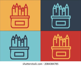 Glass Pens Logo Template, Simple Flat Icon of pen,glass,drawing