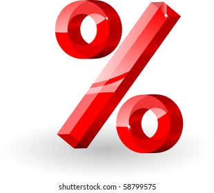 Glass percent sign. Vector.