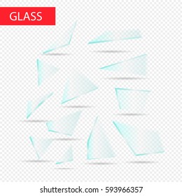 Glass pieces vector. Transparent glass. Bitten glass 