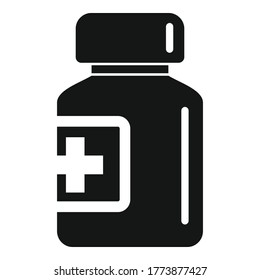 Glass pill jar icon. Simple illustration of glass pill jar vector icon for web design isolated on white background