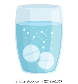 Glass pill vitamin icon cartoon vector. Effervescent medicine. Health aspirin