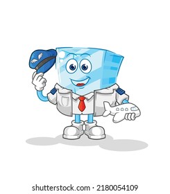 la mascota piloto de vidrio. vector de dibujos animados