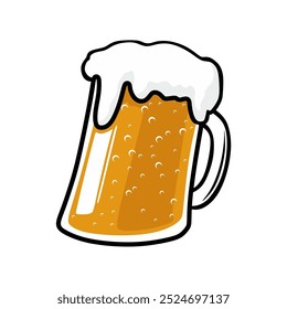 Glass pilsner beer vector illustration for your company or brand. Cartoon style. Isolated on white background. Design for banner, poster, greeting cards.