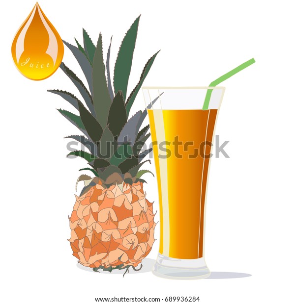 Glass Pineapple Juice Pineapple Vector Illustration Stock Vector Royalty Free 689936284 5063