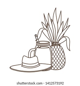 glass with pineapple and straw drink