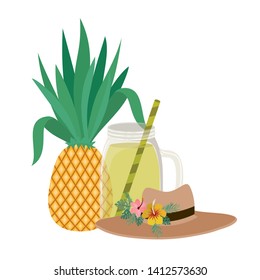 glass with pineapple and straw drink