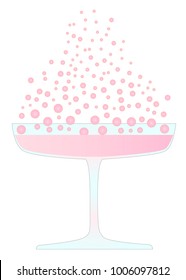 A Glass Of Pink Champagne Isolated On White.
