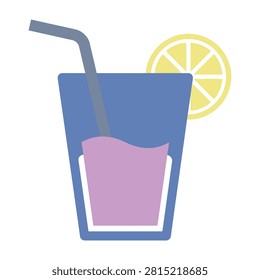 A glass of pink lemonade with a straw and lemon slice on a white background, perfect for summer refreshment and thirst quenching