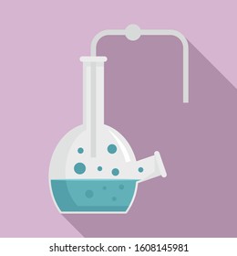 Glass pipe flask icon. Flat illustration of glass pipe flask vector icon for web design