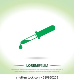 Glass pipette with drop vector icon for web and mobile