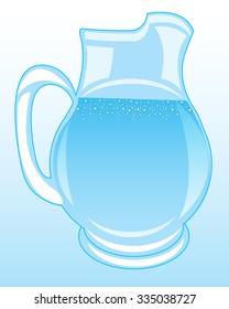 The Glass pitcher with clean drinking water.Vector illustration